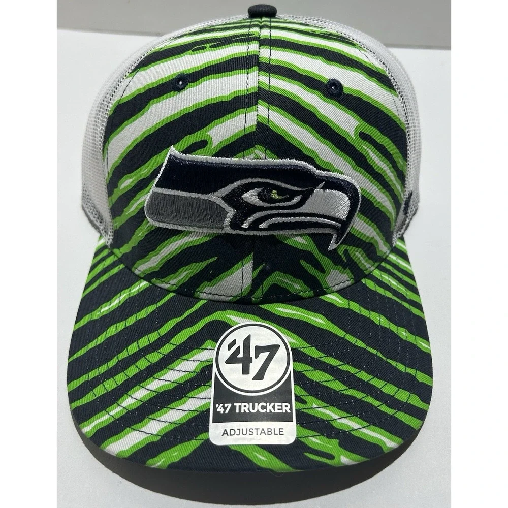 NEW Seattle Seahawks '47 Trucker Snapback Zubaz Adjustable Hat Zebra Stripe NFL